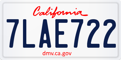 CA license plate 7LAE722