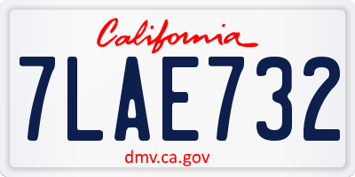 CA license plate 7LAE732