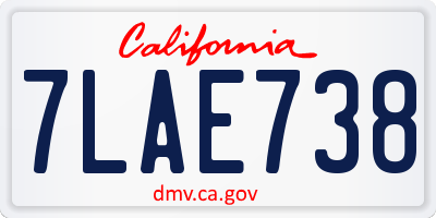 CA license plate 7LAE738