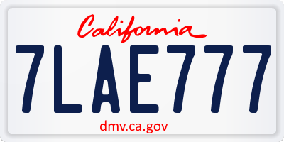 CA license plate 7LAE777