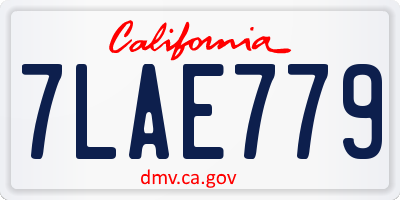 CA license plate 7LAE779
