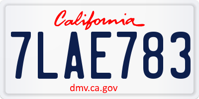 CA license plate 7LAE783