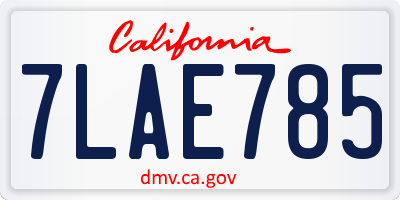 CA license plate 7LAE785