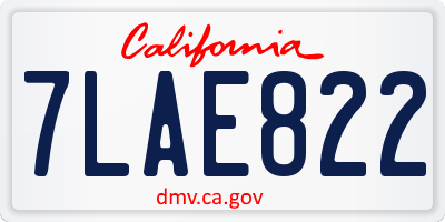 CA license plate 7LAE822