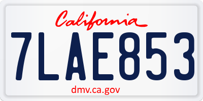 CA license plate 7LAE853
