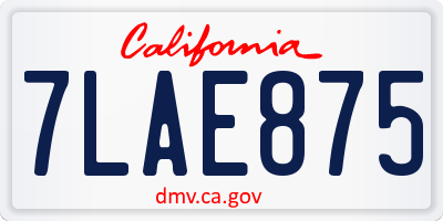 CA license plate 7LAE875
