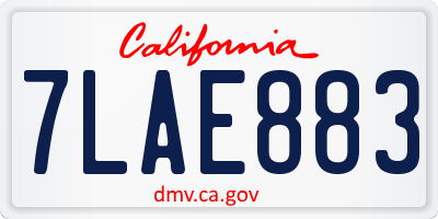 CA license plate 7LAE883