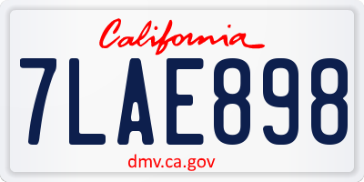 CA license plate 7LAE898