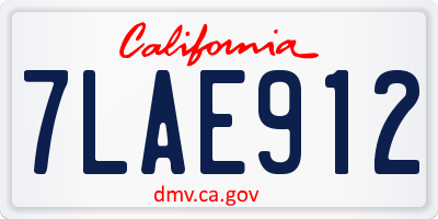 CA license plate 7LAE912