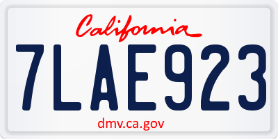 CA license plate 7LAE923