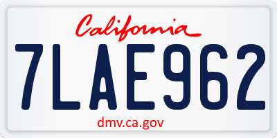 CA license plate 7LAE962