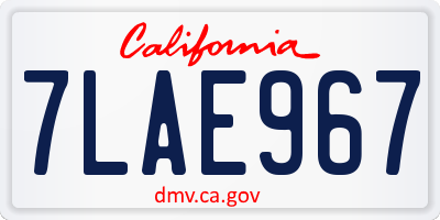 CA license plate 7LAE967