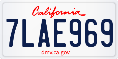 CA license plate 7LAE969