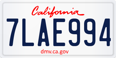 CA license plate 7LAE994