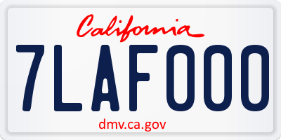 CA license plate 7LAF000