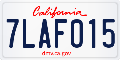 CA license plate 7LAF015