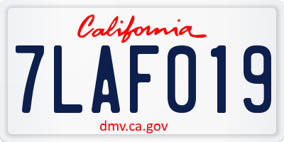 CA license plate 7LAF019