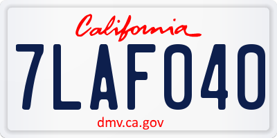 CA license plate 7LAF040