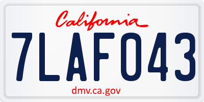 CA license plate 7LAF043
