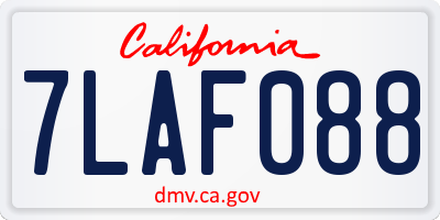 CA license plate 7LAF088