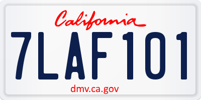 CA license plate 7LAF101