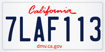 CA license plate 7LAF113