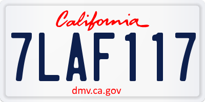 CA license plate 7LAF117
