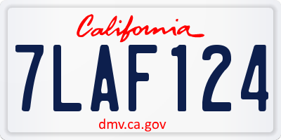 CA license plate 7LAF124