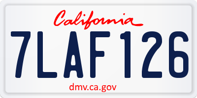 CA license plate 7LAF126