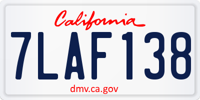 CA license plate 7LAF138