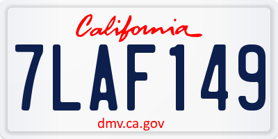 CA license plate 7LAF149