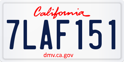 CA license plate 7LAF151