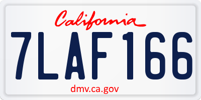 CA license plate 7LAF166