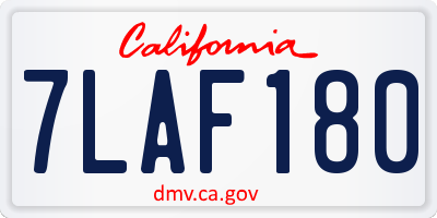 CA license plate 7LAF180