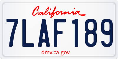 CA license plate 7LAF189