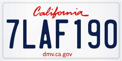 CA license plate 7LAF190