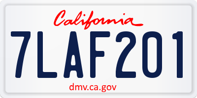 CA license plate 7LAF201