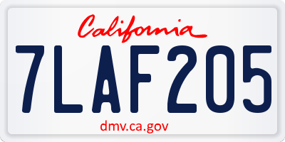 CA license plate 7LAF205