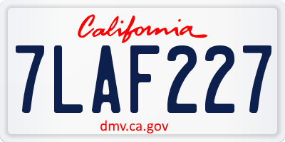 CA license plate 7LAF227