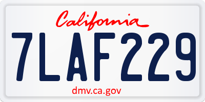 CA license plate 7LAF229