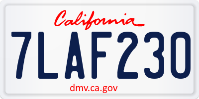 CA license plate 7LAF230