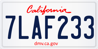 CA license plate 7LAF233
