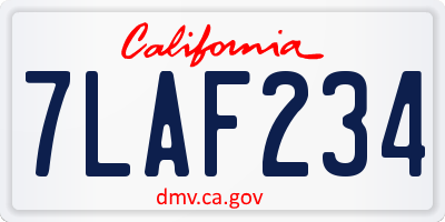 CA license plate 7LAF234