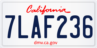 CA license plate 7LAF236