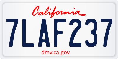 CA license plate 7LAF237