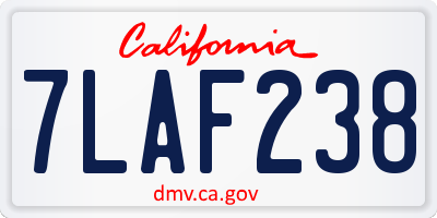 CA license plate 7LAF238