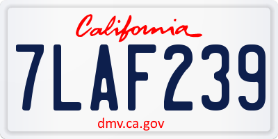 CA license plate 7LAF239