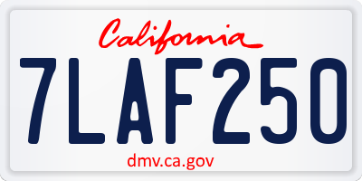 CA license plate 7LAF250
