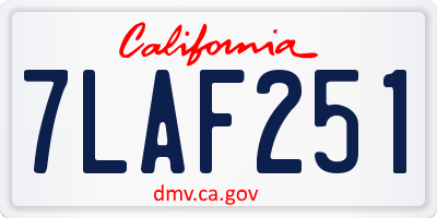 CA license plate 7LAF251