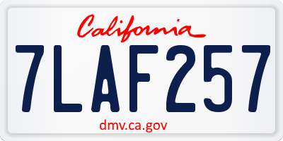 CA license plate 7LAF257
